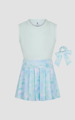 Little Girl Tank Top, Pleated Skort, Scrunchie - 3 PC Set