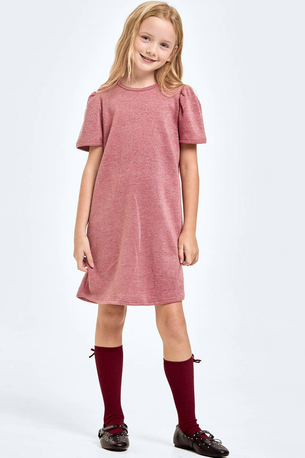 Mink Lurex Puff Sleeves Dress