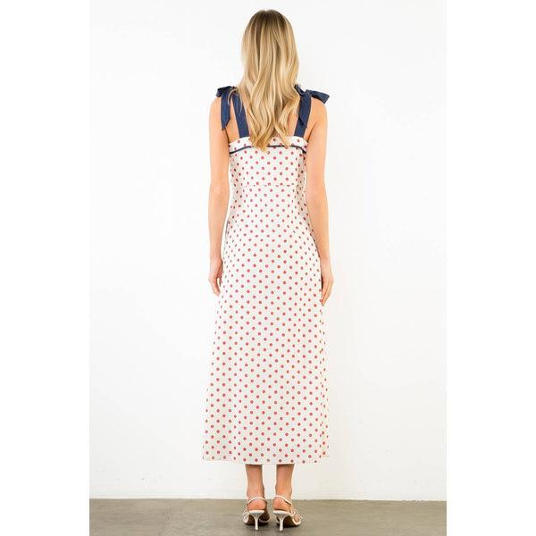 Polkadot Dress With Shoulder Strap Tie
