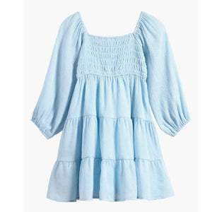 Tween Shimmer Crinkle Long Sleeve Babydoll Dress