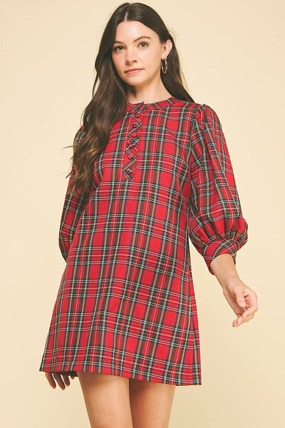PLAID BUTTON DOWN MINI DRESS