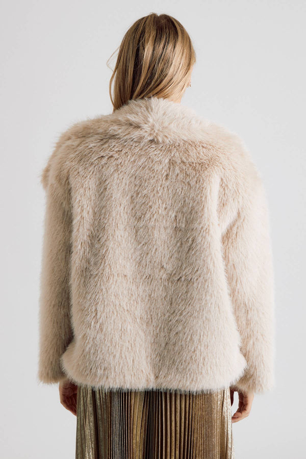 Long Sleeve Open Front Faux Fur Coat