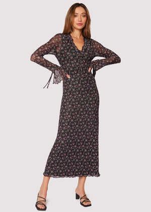 Isabella Midi Dress - Spring Floral Power Mesh