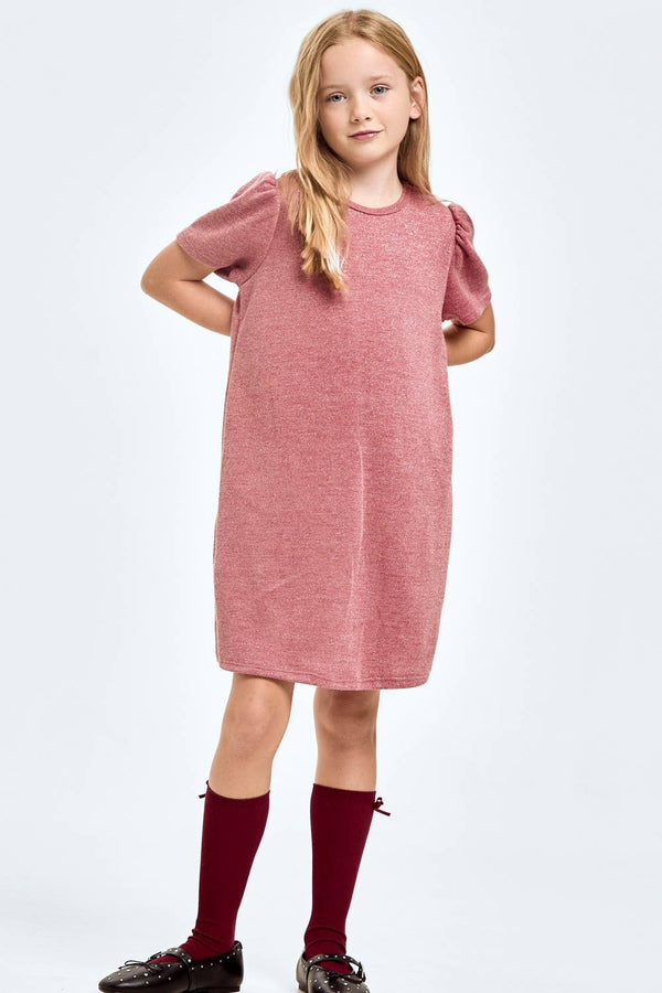 Mink Lurex Puff Sleeves Dress