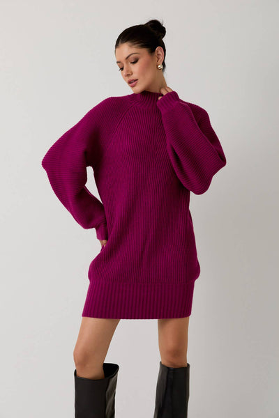 MOCK NECK COZY SWEATER DRESS