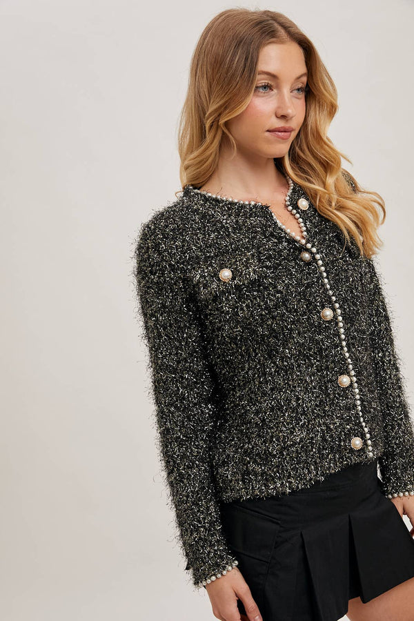 PEARL BUTTON SWEATER JACKET