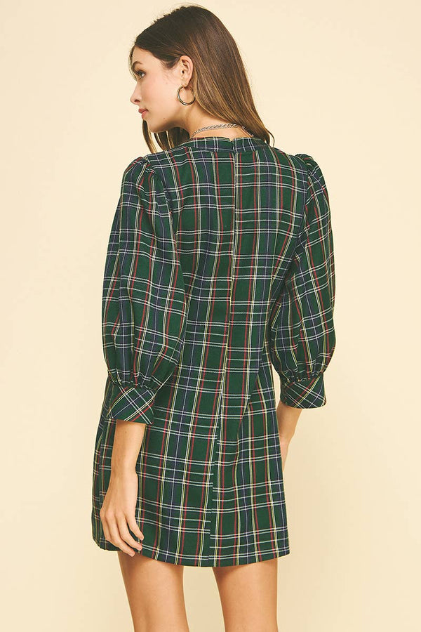 PLAID BUTTON DOWN MINI DRESS
