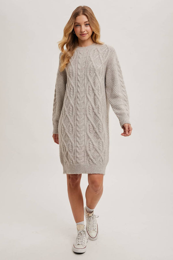 CABLE KNIT SWEATER MIDI DRESS