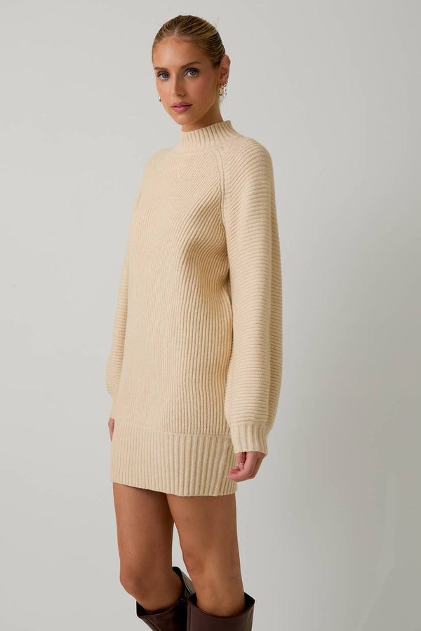 MOCK NECK COZY SWEATER DRESS