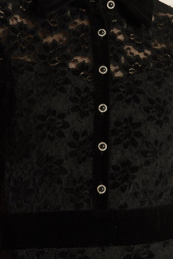 Black Woven Lace Midi Dress