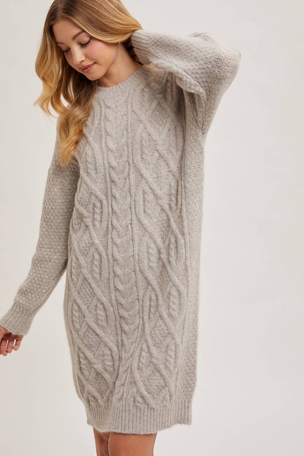 CABLE KNIT SWEATER MIDI DRESS