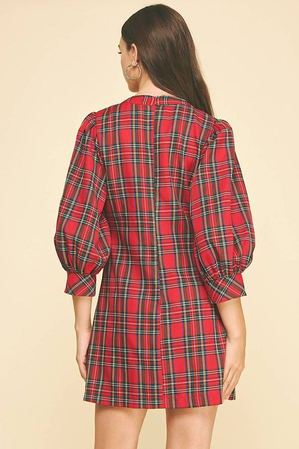 PLAID BUTTON DOWN MINI DRESS