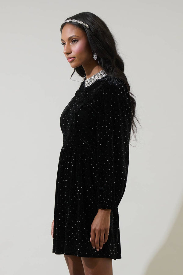 Esteller Velvet Polka Dot Mini Dress