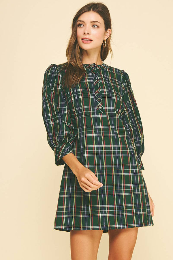 PLAID BUTTON DOWN MINI DRESS