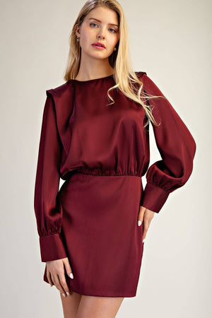 Round Neck Shoulder Pad Mini Dress