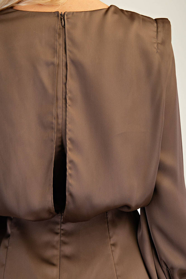 Round Neck Shoulder Pad Mini Dress