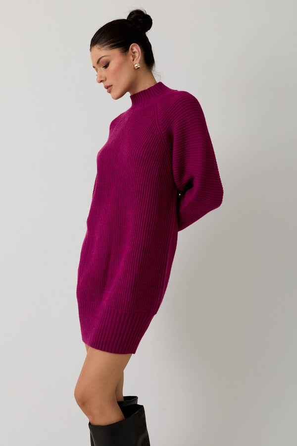 MOCK NECK COZY SWEATER DRESS