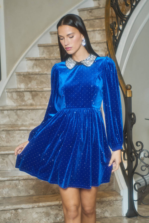 Esteller Velvet Polka Dot Mini Dress