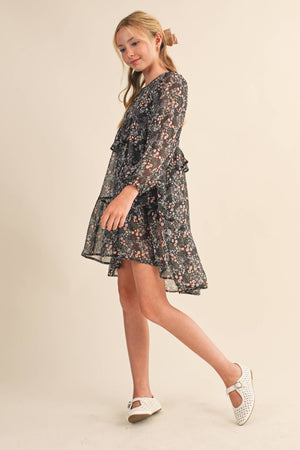 TWEEN KIDS GIRLS LAYERED HI LOW MIDI DRESS (7-14)