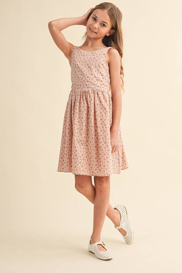 TWEEN KIDS GIRLS SLEEVELSES FIT AND FLARE SUNDRESS