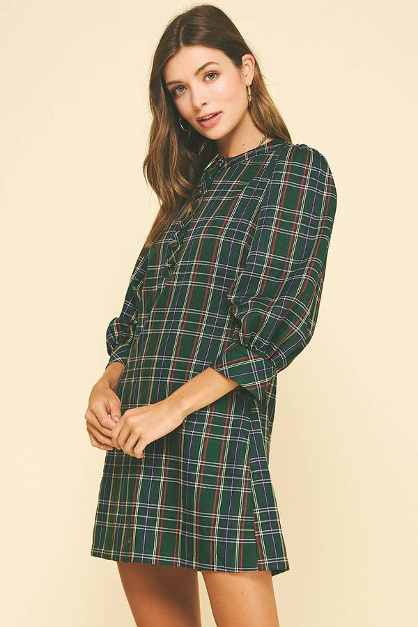 PLAID BUTTON DOWN MINI DRESS