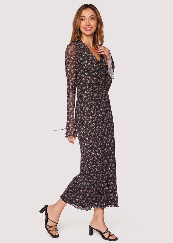 Isabella Midi Dress - Spring Floral Power Mesh