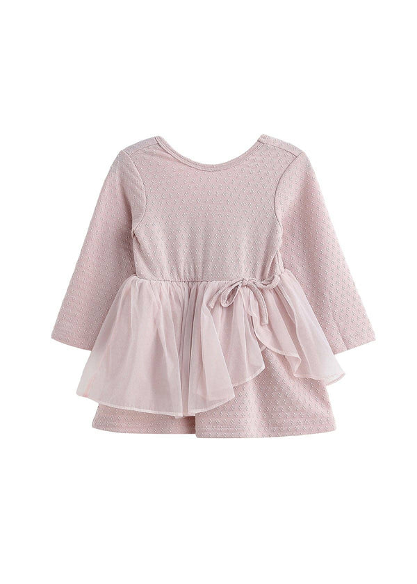 Emma Dress Long Sleeve Solid Tiered Tulle Skirt Dress