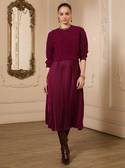 Pullover Sweater & Pleated Dress Sets