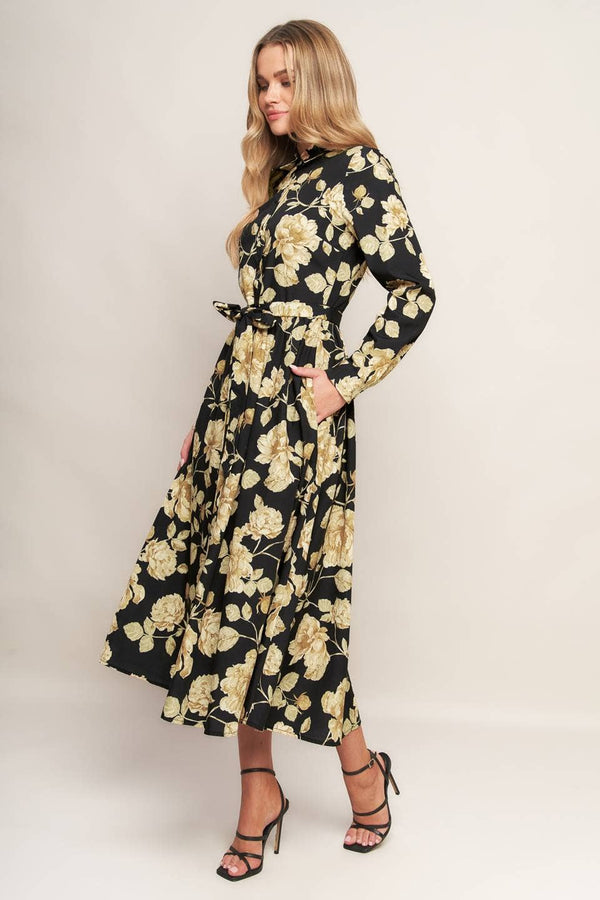 A printed woven midi dress - ID22969