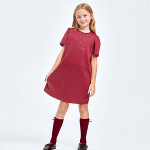 Mink Lurex Puff Sleeves Dress