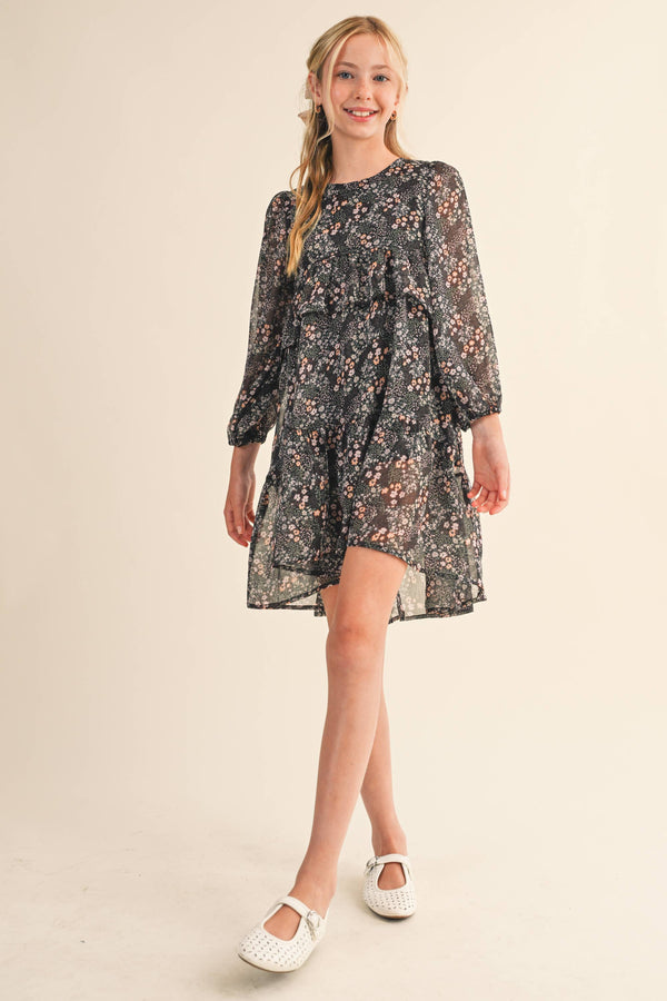 TWEEN KIDS GIRLS LAYERED HI LOW MIDI DRESS (7-14)