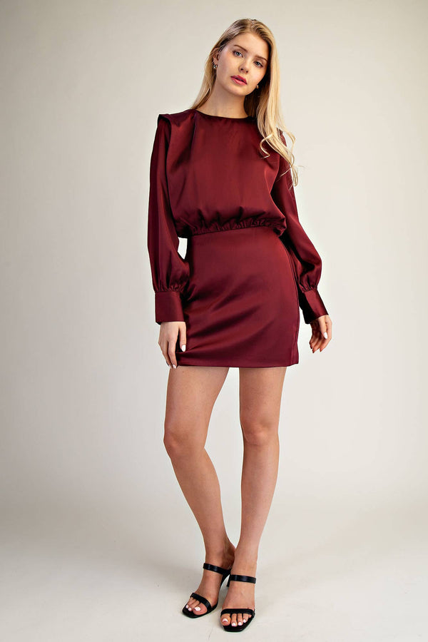 Round Neck Shoulder Pad Mini Dress