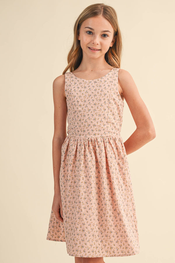 TWEEN KIDS GIRLS SLEEVELSES FIT AND FLARE SUNDRESS