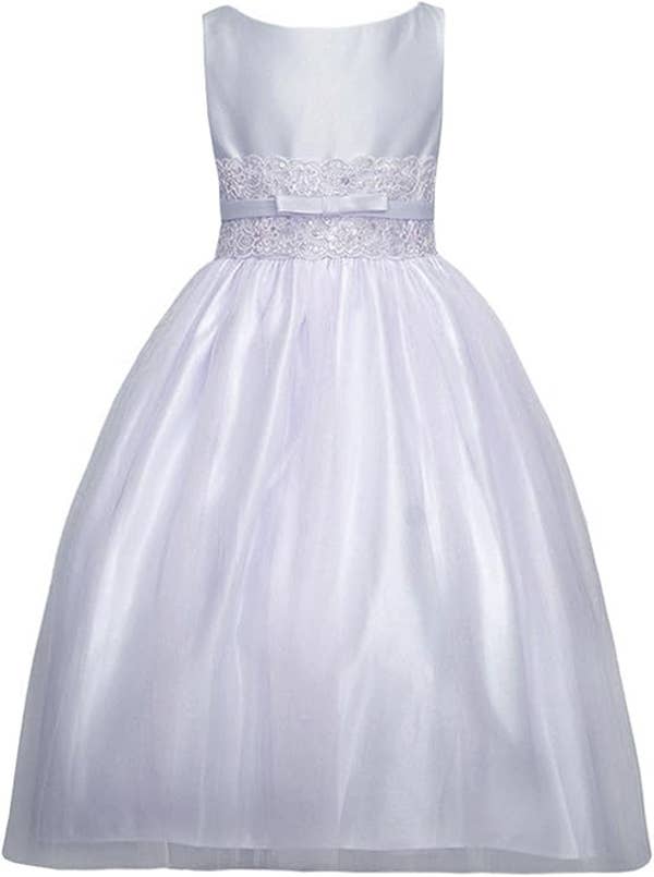 Vintage Metallic Lace & Tulle Flower Girl Pageant Dress