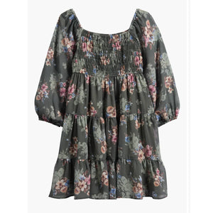 Tween Printed Long Sleeve Chiffon Party Dress