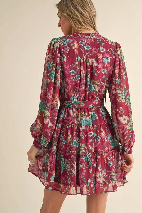 EXCLUSIVE PRINT PUFF SLEEVE BUTTON DOWN MINI DRESS MDR3762