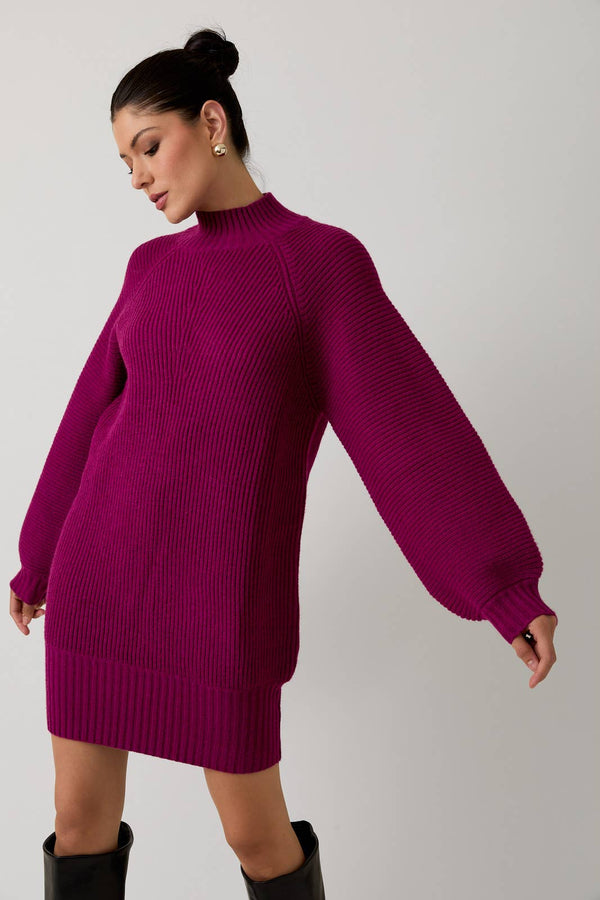 MOCK NECK COZY SWEATER DRESS