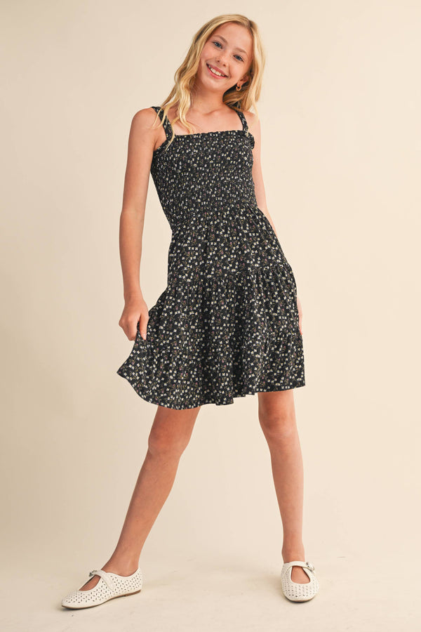 FINAL SALE - TWEEN KIDS GIRLS SMOCKED KNIT TIERED SHORT DRESS