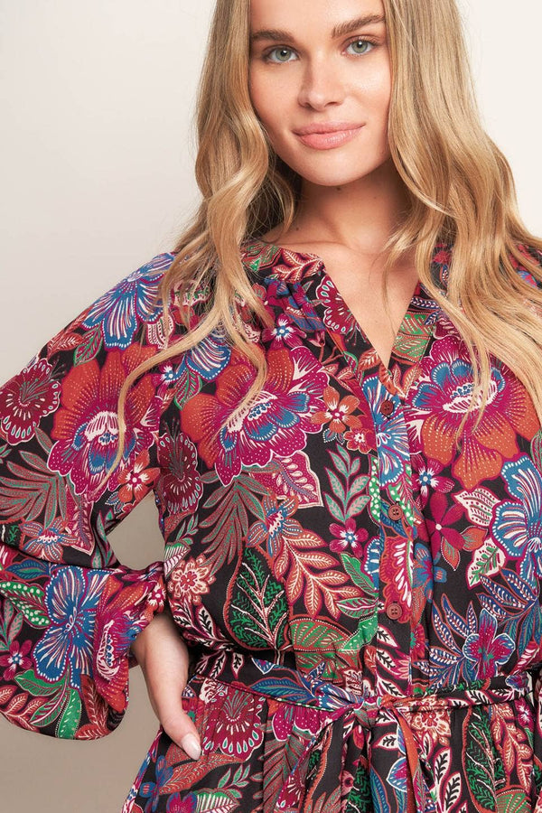 A printed woven mini dress - ID21512