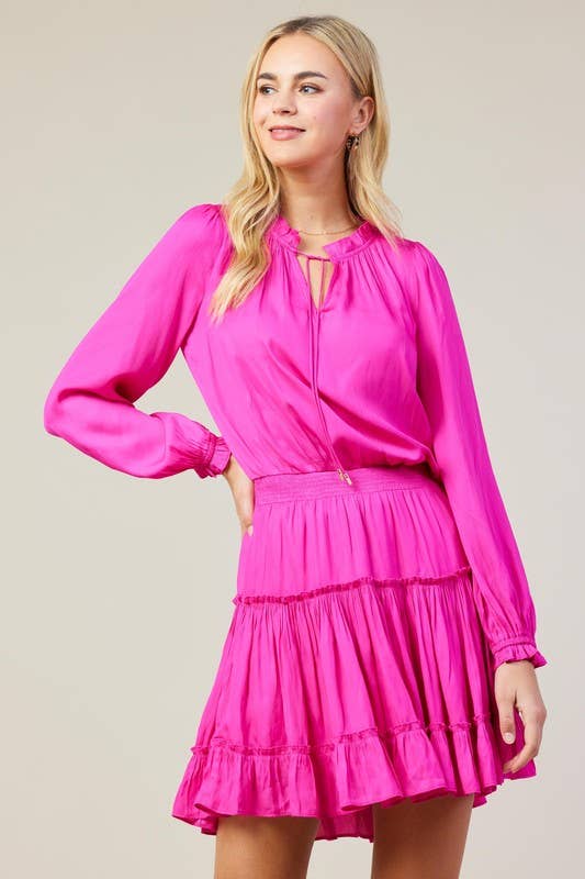 Long Sleeve Ruffled Tiered Mini Dress