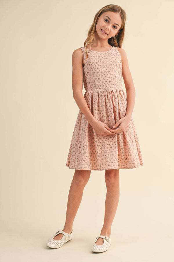 TWEEN KIDS GIRLS SLEEVELSES FIT AND FLARE SUNDRESS