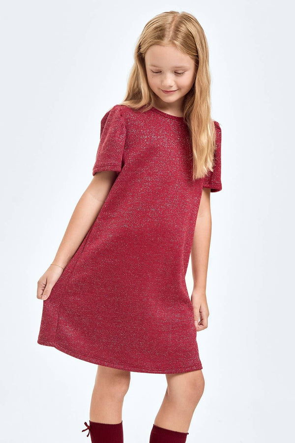 Mink Lurex Puff Sleeves Dress