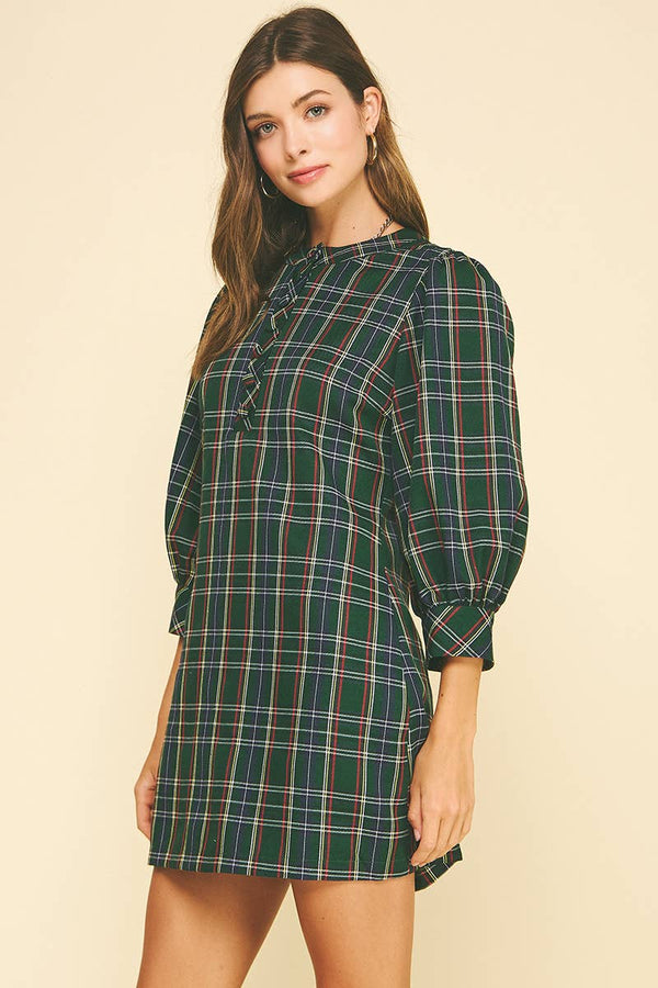 PLAID BUTTON DOWN MINI DRESS