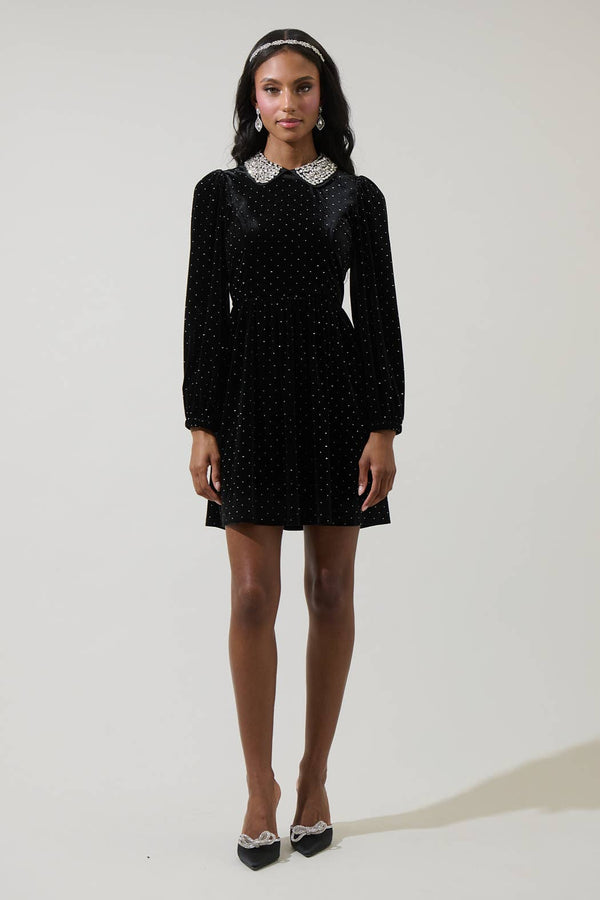 Esteller Velvet Polka Dot Mini Dress