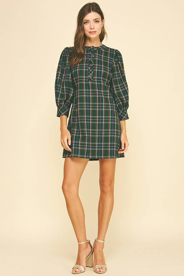 PLAID BUTTON DOWN MINI DRESS