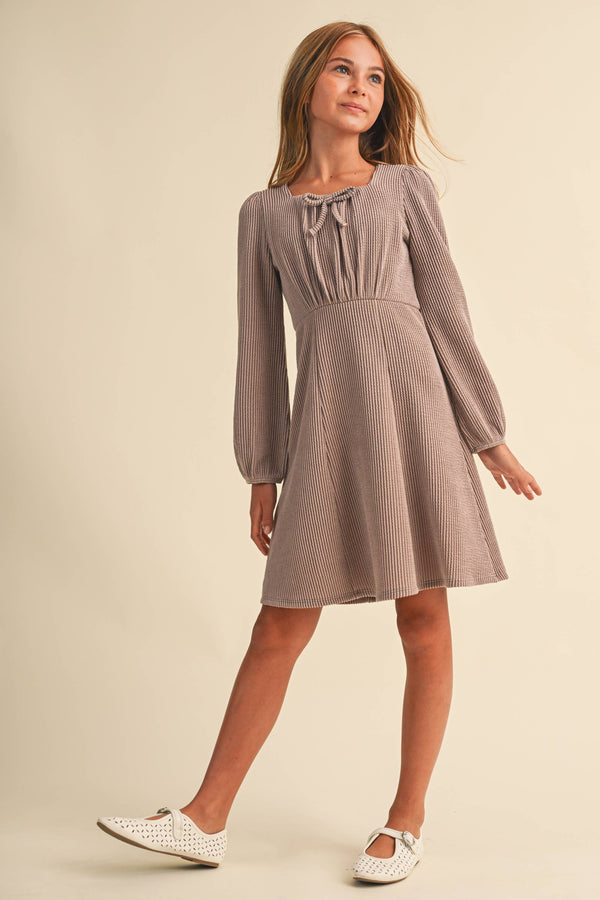 Girls Knit Long Sleeve Dress