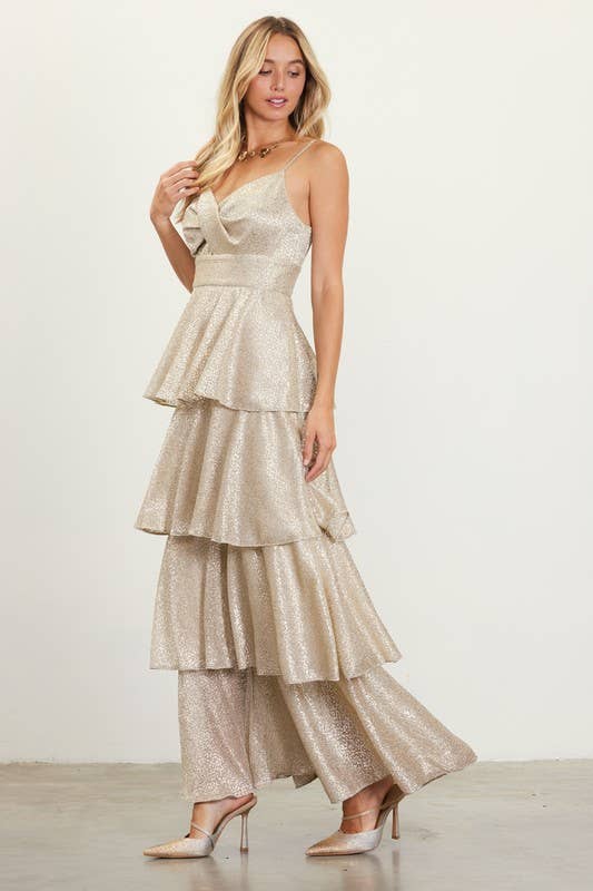 Lurex Tiered Maxi Dress