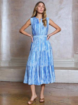 Printed Pleated Sleeveless Maxi Dress