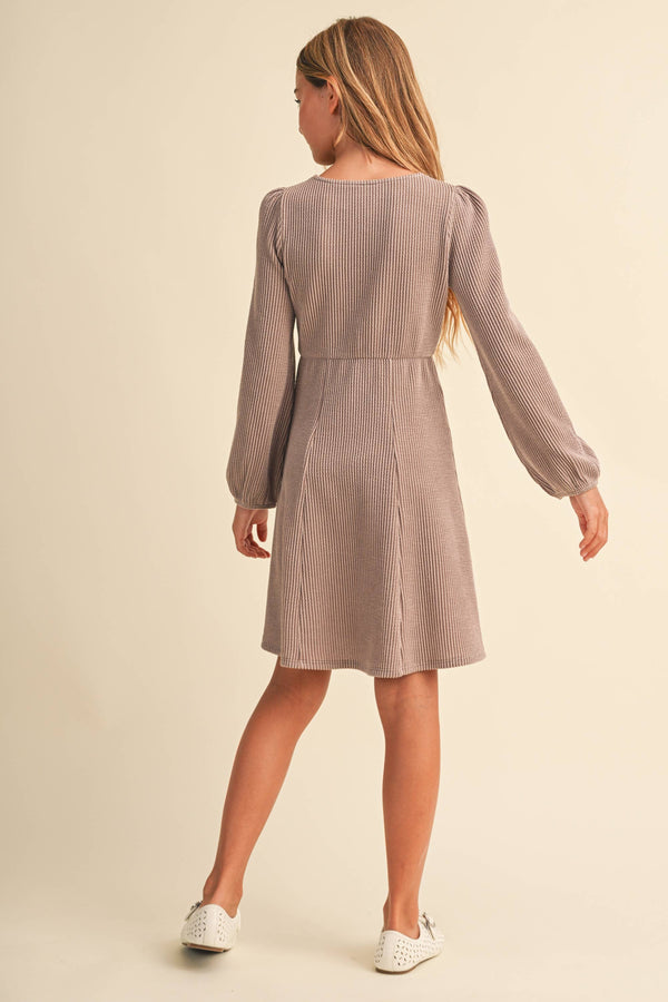 Girls Knit Long Sleeve Dress