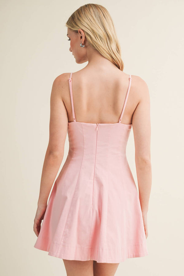Seamed Bodice Triple Bow Mini Dress
